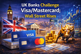 UK Banks Challenge Visa/Mastercard; Wall Street Rises