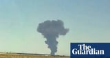 Smoke rises after US air force B-52 bomber crashes in flames in California – video